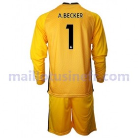 Maillot de Foot Liverpool Alisson Becker 1 Extérieur Gardien 2020-21 Manches Longues - Enfant